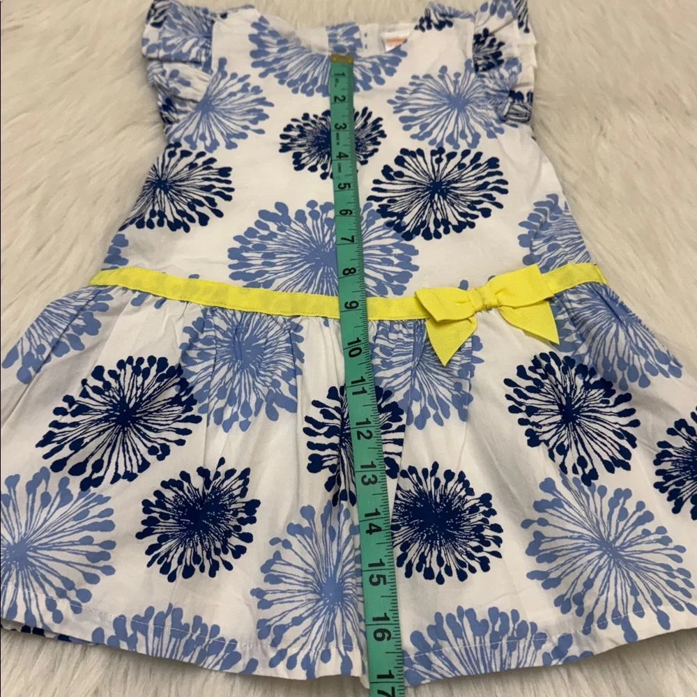 Gymboree Girls Pocketful Sunshine Dandelion Toddler Dress Blue & White 12-18M